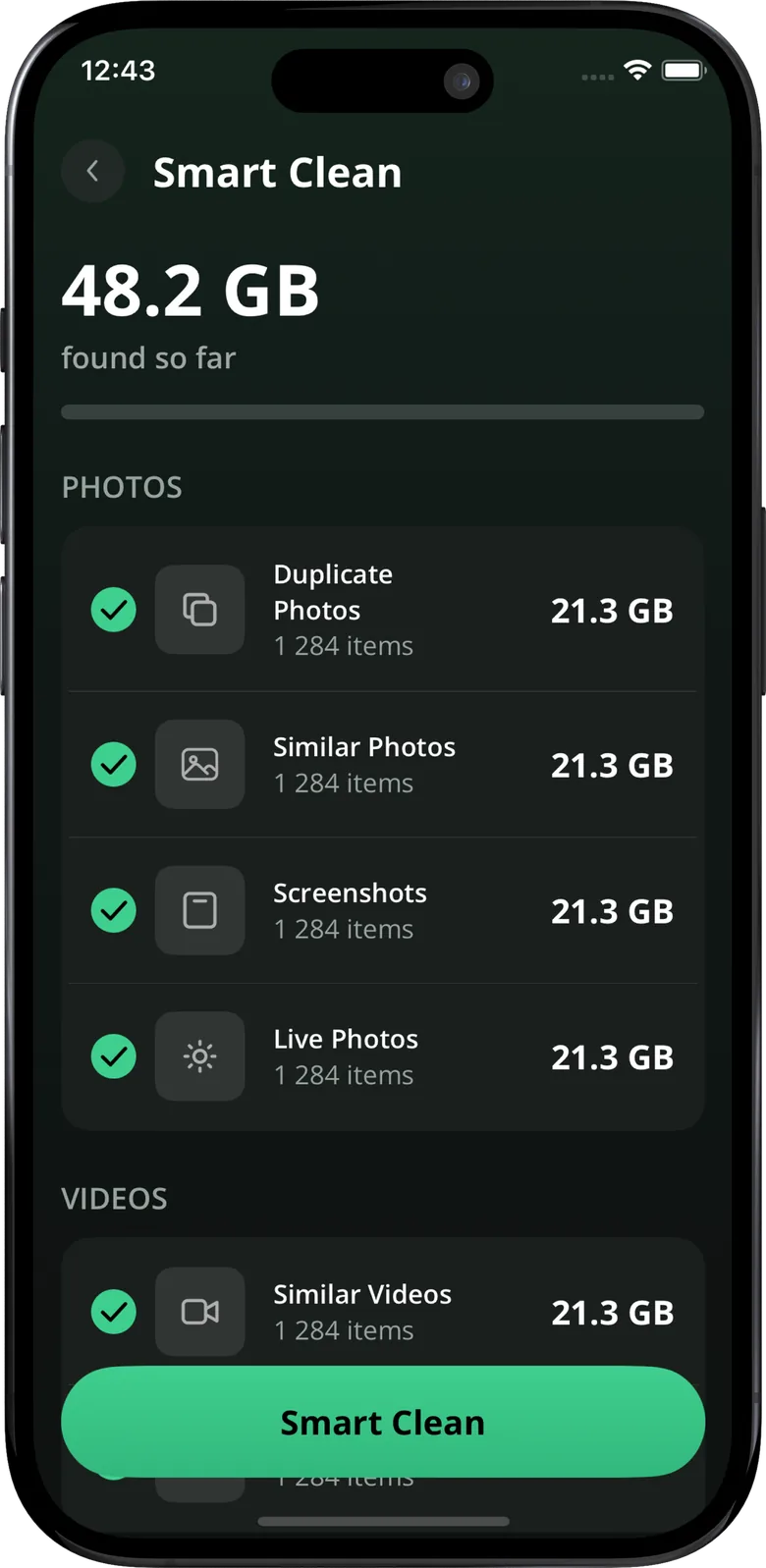 Smart Clean scan results